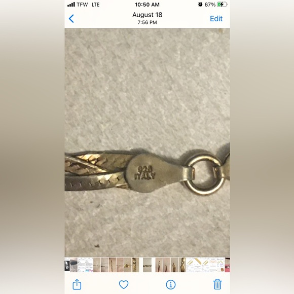 90’s 925 fmc tricolor 6.5in (approx) braided bracelet. Rose/white/yellow gold. - Picture 9 of 15